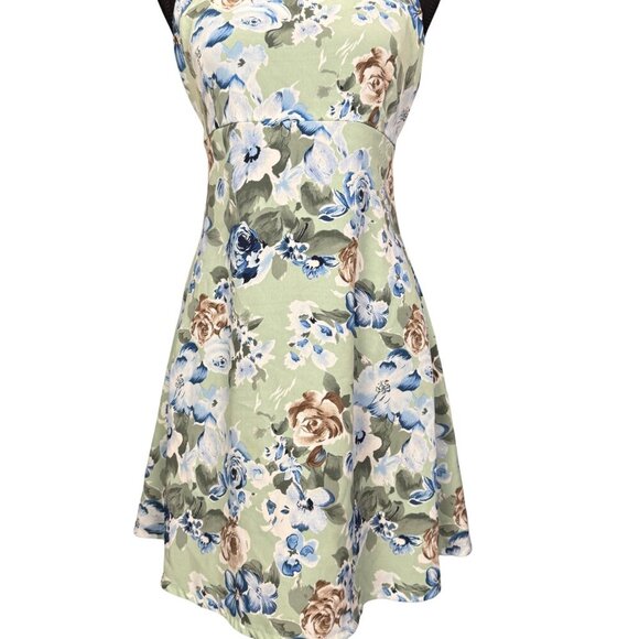 Vintage Pariscope Floral Mini Dress, Cottagecore Sleeveless Fit & Flare Summer - Picture 3 of 6